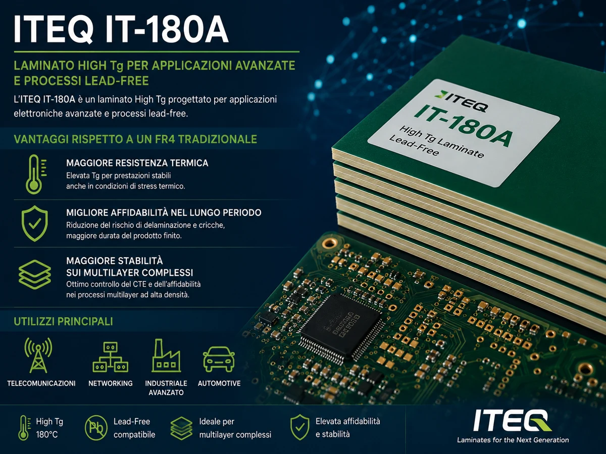 Laminato High Tg ITEQ IT-180A per PCB multilayer avanzati e applicazioni elettroniche industriali lead-free.
