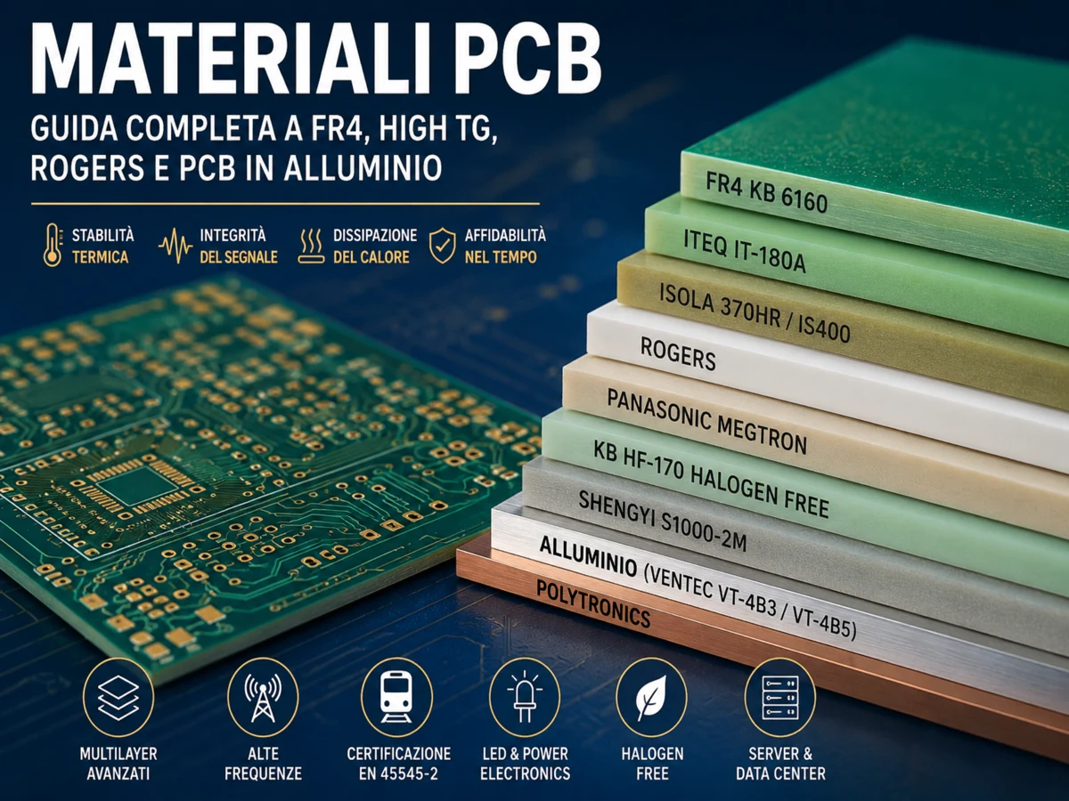 materiali-pcb-hero-1200×900 Materiali PCB professionali per circuiti stampati: FR4, High Tg, Rogers, Megtron e PCB in alluminio per applicazioni industriali ed elettroniche avanzate.