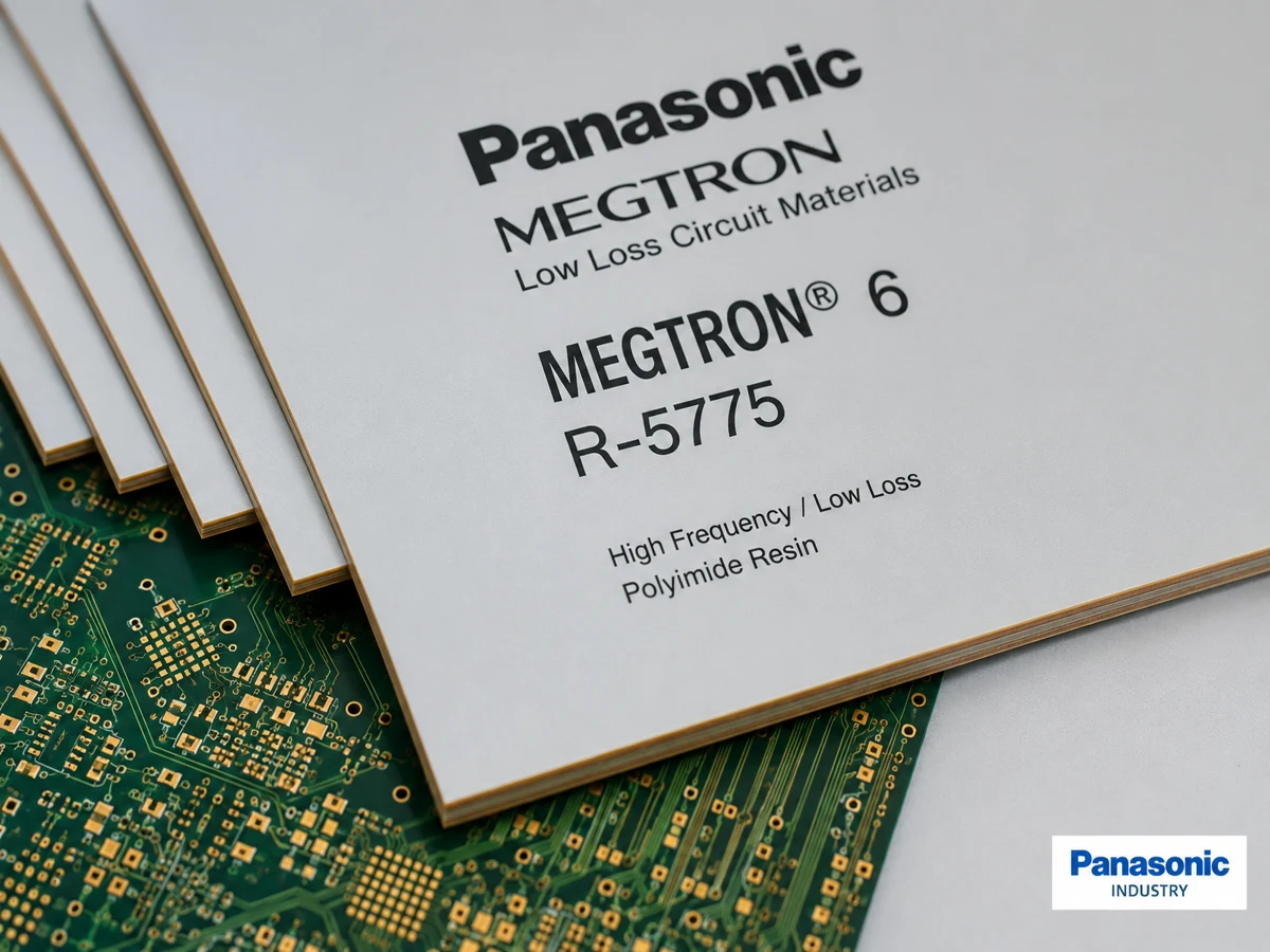 Materiale Panasonic Megtron 6 per PCB ad alta velocità e applicazioni low loss in networking e data center.